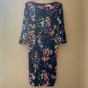 Navy Flower Dress with Pockets